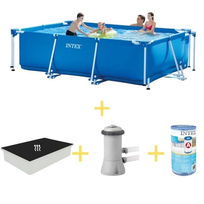 Intex Piscine – Frame Pool – 300 x 200 x 75 cm – Avec Tapis solaire, Pompe filtrante & Filtre — vue 1